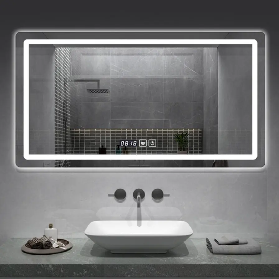 ໂຮງແຮມ Frameless Rectangle LED ກະຈົກຫ້ອງນ້ໍາ